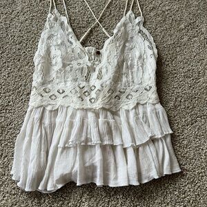 Free People White Lace Women's Top